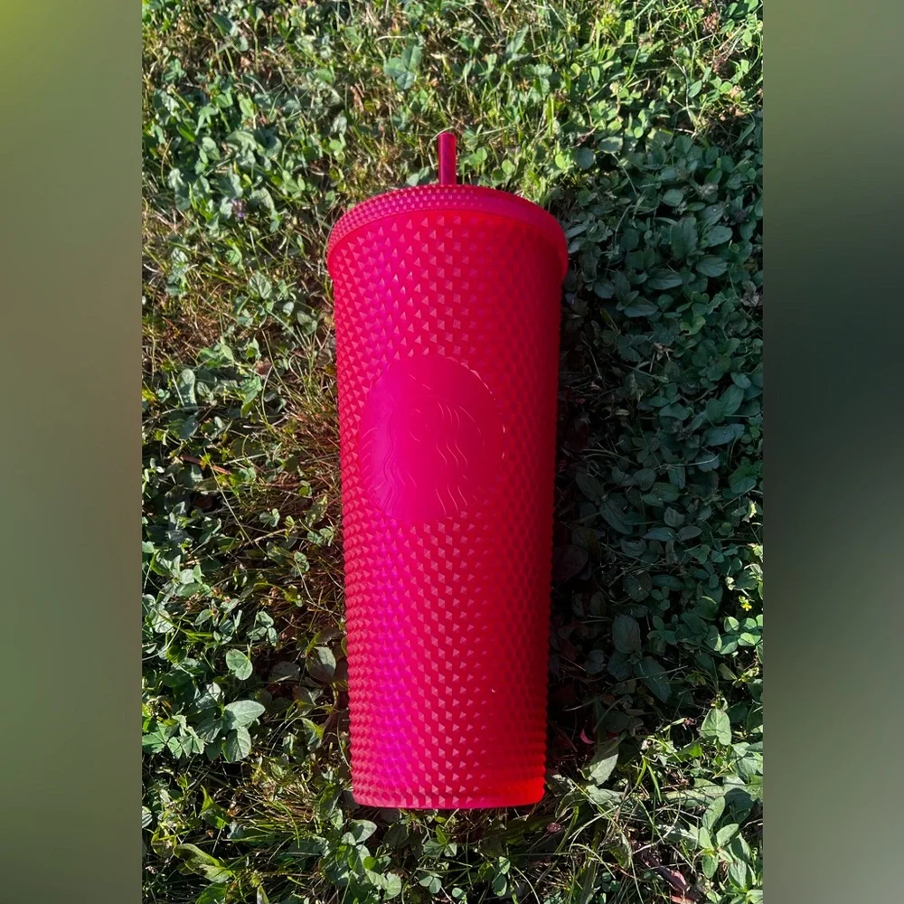 NEW 2021 Starbucks Hot Pink Studded Cold Cup 24oz Tumbler